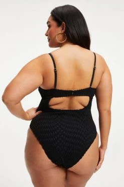 GOOD AMERICAN JACQUARD SHOWOFF ONE-PIECE | BLACK001