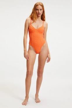 GOOD AMERICAN One-Pieces JACQUARD SHOWOFF ONE-PIECE | ORANGE CREAM001