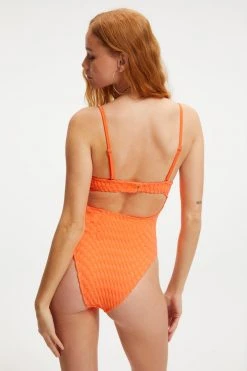 GOOD AMERICAN One-Pieces JACQUARD SHOWOFF ONE-PIECE | ORANGE CREAM001