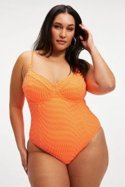 GOOD AMERICAN One-Pieces JACQUARD SHOWOFF ONE-PIECE | ORANGE CREAM001