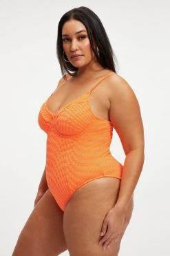 GOOD AMERICAN One-Pieces JACQUARD SHOWOFF ONE-PIECE | ORANGE CREAM001