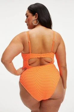 GOOD AMERICAN One-Pieces JACQUARD SHOWOFF ONE-PIECE | ORANGE CREAM001