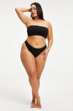 GOOD AMERICAN JACQUARD BETTER BAND TOP | BLACK001