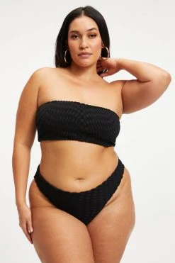 GOOD AMERICAN JACQUARD BETTER BAND TOP | BLACK001