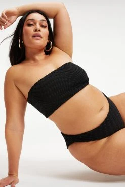 GOOD AMERICAN JACQUARD BETTER BAND TOP | BLACK001