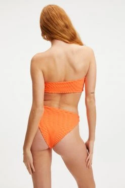 GOOD AMERICAN JACQUARD BETTER BAND TOP | ORANGE CREAM001