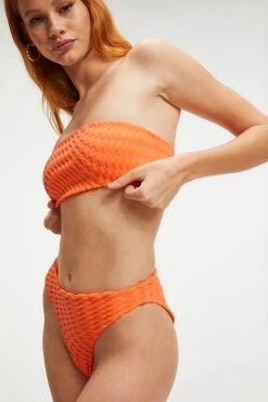 GOOD AMERICAN JACQUARD BETTER BAND TOP | ORANGE CREAM001