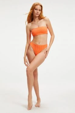 GOOD AMERICAN JACQUARD GOOD WAIST BOTTOM | ORANGE CREAM001 Bikini Bottoms
