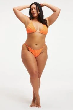 GOOD AMERICAN JACQUARD TINY TIES TOP | ORANGE CREAM001