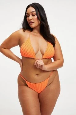 GOOD AMERICAN JACQUARD TINY TIES TOP | ORANGE CREAM001