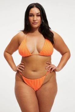 GOOD AMERICAN JACQUARD TINY TIES TOP | ORANGE CREAM001