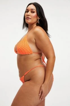 GOOD AMERICAN JACQUARD TINY TIES TOP | ORANGE CREAM001