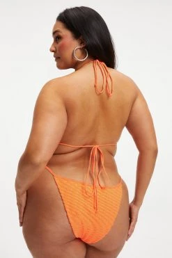 GOOD AMERICAN JACQUARD TINY TIES TOP | ORANGE CREAM001