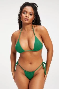 GOOD AMERICAN SPARKLE TINY TIES TOP | SUMMER GREEN002