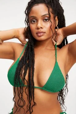 Good American Fashion Store 42 GOOD AMERICAN SPARKLE TINY TIES TOP | SUMMER GREEN002