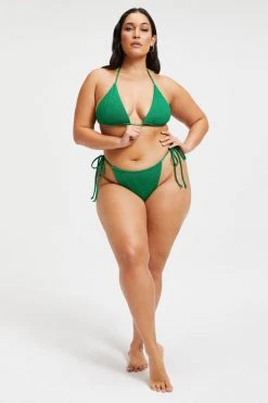 GOOD AMERICAN SPARKLE TINY TIES BOTTOM | SUMMER GREEN002 Bikini Bottoms