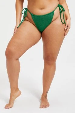GOOD AMERICAN SPARKLE TINY TIES BOTTOM | SUMMER GREEN002 Bikini Bottoms