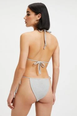 Cheap 🌟 GOOD AMERICAN SPARKLE TINY TIES TOP | SILVER001 Bikini Tops 👍 23 GOOD AMERICAN SPARKLE TINY TIES TOP | SILVER001 Bikini Tops