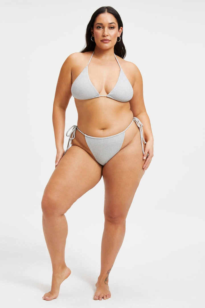Cheap 🌟 GOOD AMERICAN SPARKLE TINY TIES TOP | SILVER001 Bikini Tops 👍 2 GOOD AMERICAN SPARKLE TINY TIES TOP | SILVER001 Bikini Tops