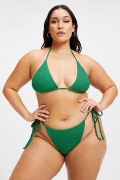 GOOD AMERICAN SPARKLE TINY TIES TOP | SUMMER GREEN002