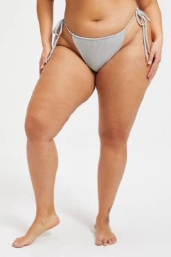 GOOD AMERICAN SPARKLE TINY TIES BOTTOM | SILVER001