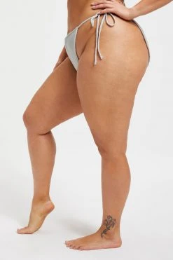 GOOD AMERICAN SPARKLE TINY TIES BOTTOM | SILVER001