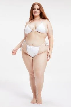 GA-SALE SHIMMER TINY TIES TOP | METALLIC WHITE001 Bikini Tops