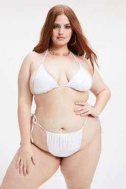 GA-SALE SHIMMER TINY TIES TOP | METALLIC WHITE001 Bikini Tops