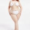 GA-SALE SHIMMER TINY TIES BOTTOM | METALLIC WHITE001 Bikini Bottoms