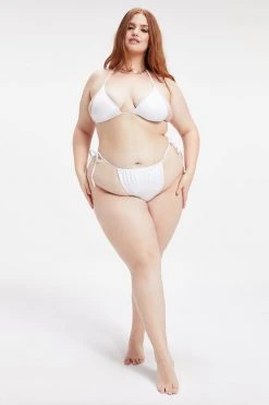 GA-SALE SHIMMER TINY TIES BOTTOM | METALLIC WHITE001 Bikini Bottoms