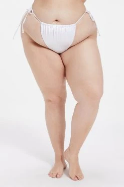 GA-SALE SHIMMER TINY TIES BOTTOM | METALLIC WHITE001 Bikini Bottoms