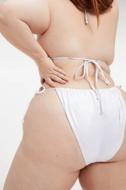 GA-SALE SHIMMER TINY TIES BOTTOM | METALLIC WHITE001 Bikini Bottoms