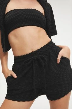 GOOD AMERICAN JACQUARD TERRY SHORT | BLACK001 Cover Ups