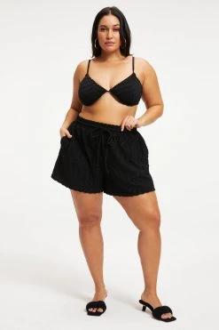 GOOD AMERICAN JACQUARD TERRY SHORT | BLACK001 Cover Ups