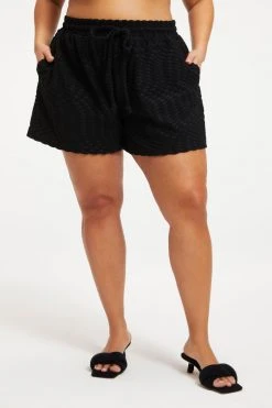 GOOD AMERICAN JACQUARD TERRY SHORT | BLACK001 Cover Ups