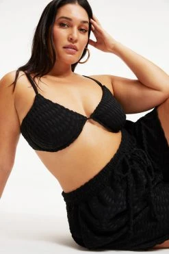 GOOD AMERICAN JACQUARD TERRY SHORT | BLACK001 Cover Ups