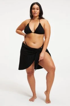 GOOD AMERICAN Cover Ups JACQUARD TERRY SARONG | BLACK001