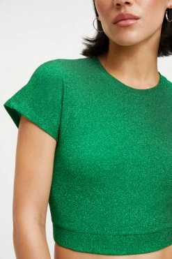 GOOD AMERICAN SPARKLE CROP TEE | SUMMER GREEN002 Cover Ups