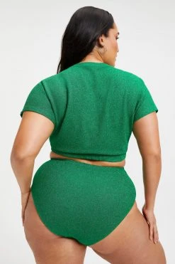 GOOD AMERICAN SPARKLE CROP TEE | SUMMER GREEN002 Cover Ups