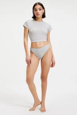 GOOD AMERICAN SPARKLE CROP TEE | SILVER001 Cover Ups