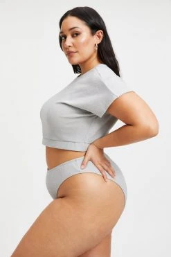 GOOD AMERICAN SPARKLE CROP TEE | SILVER001 Cover Ups