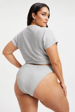 GOOD AMERICAN SPARKLE CROP TEE | SILVER001 Cover Ups