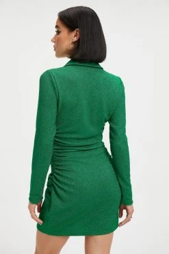 GOOD AMERICAN SPARKLE RUCHED MINI DRESS | SUMMER GREEN002 Cover Ups