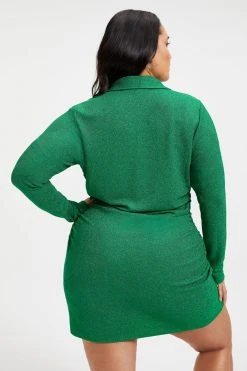 GOOD AMERICAN SPARKLE RUCHED MINI DRESS | SUMMER GREEN002 Cover Ups