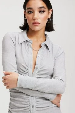 Best deal ๐คฉ GOOD AMERICAN SPARKLE RUCHED MINI DRESS | SILVER001 Cover Ups ๐ฏ 18 GOOD AMERICAN SPARKLE RUCHED MINI DRESS | SILVER001 Cover Ups