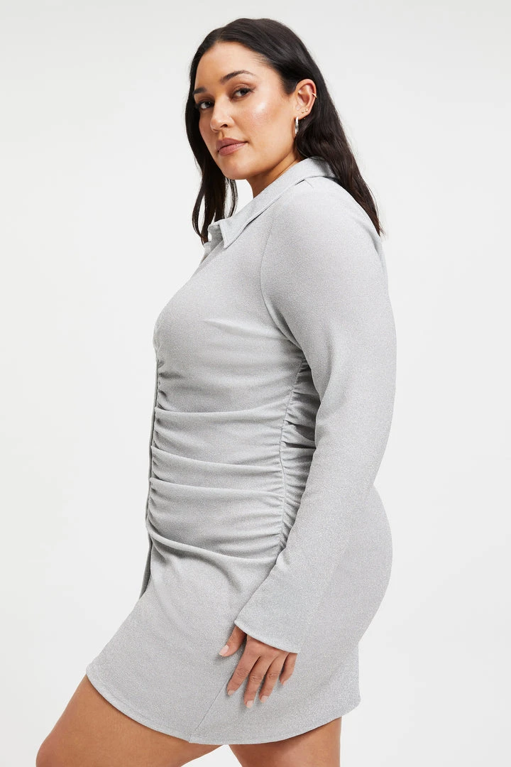 Best deal ๐คฉ GOOD AMERICAN SPARKLE RUCHED MINI DRESS | SILVER001 Cover Ups ๐ฏ 4 GOOD AMERICAN SPARKLE RUCHED MINI DRESS | SILVER001 Cover Ups