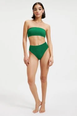 GOOD AMERICAN Bikini Bottoms SPARKLE GOOD WAIST CHEEKY | SUMMER GREEN002