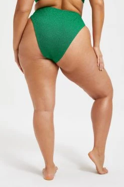 GOOD AMERICAN Bikini Bottoms SPARKLE GOOD WAIST CHEEKY | SUMMER GREEN002