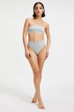 GOOD AMERICAN SPARKLE GOOD WAIST CHEEKY | SILVER001