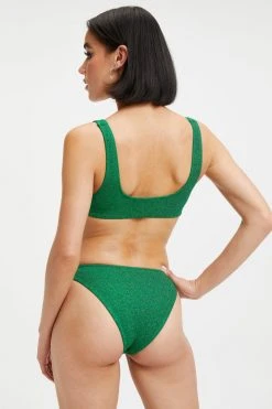 GOOD AMERICAN Bikini Tops SPARKLE SCOOP TOP | SUMMER GREEN002